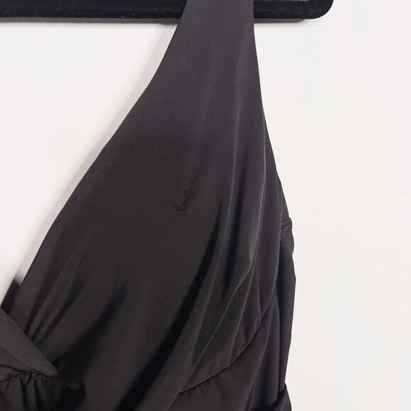 Calvin Klein Swimwear Womens 8 Black One Piece Bathing Suit Skirted VNeck Wrap - Picture 5 of 10